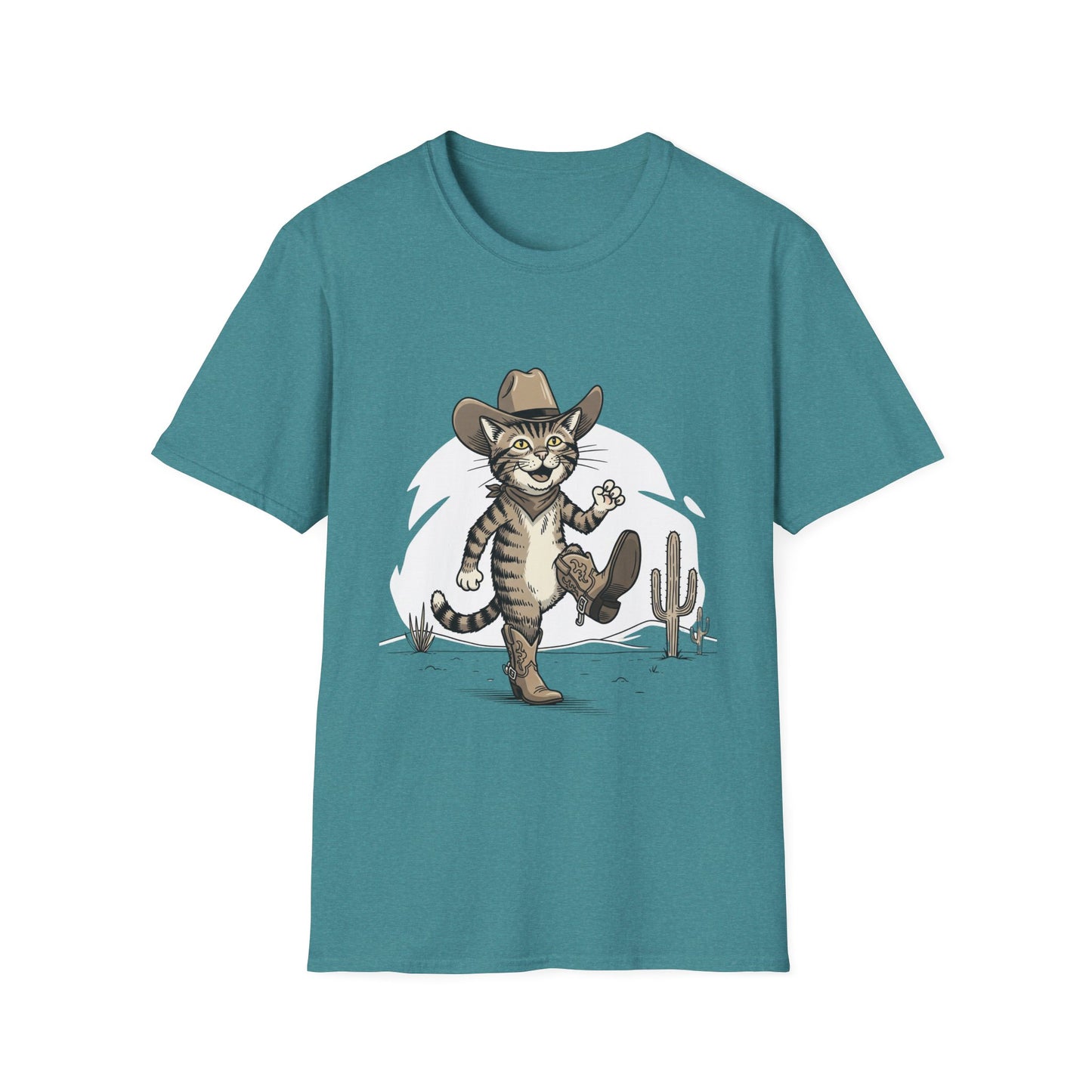 Cowboy Cat Unisex Softstyle T-Shirt | Graphic Tee for Cat Lovers