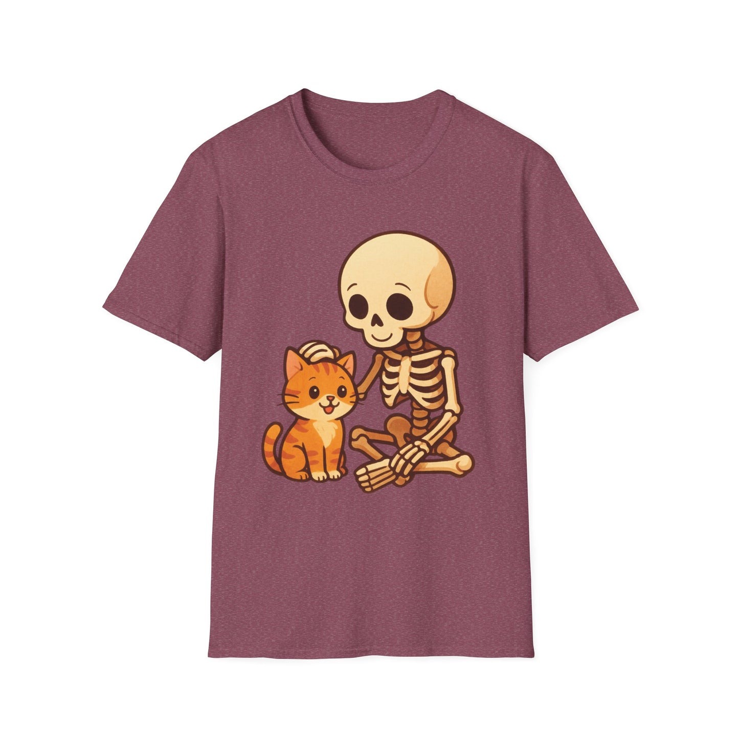 Skeleton & Cat T-Shirt | Cute Spooky Pet Lover Tee