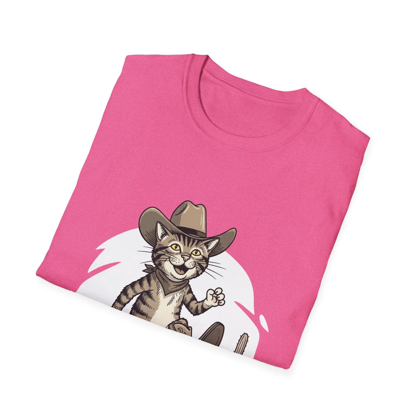 Cowboy Cat Unisex Softstyle T-Shirt | Graphic Tee for Cat Lovers
