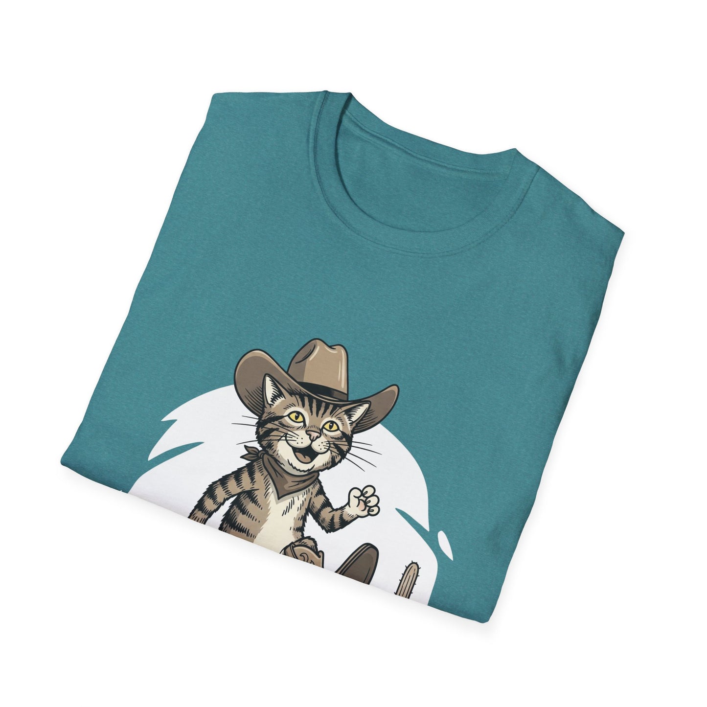 Cowboy Cat Unisex Softstyle T-Shirt | Graphic Tee for Cat Lovers