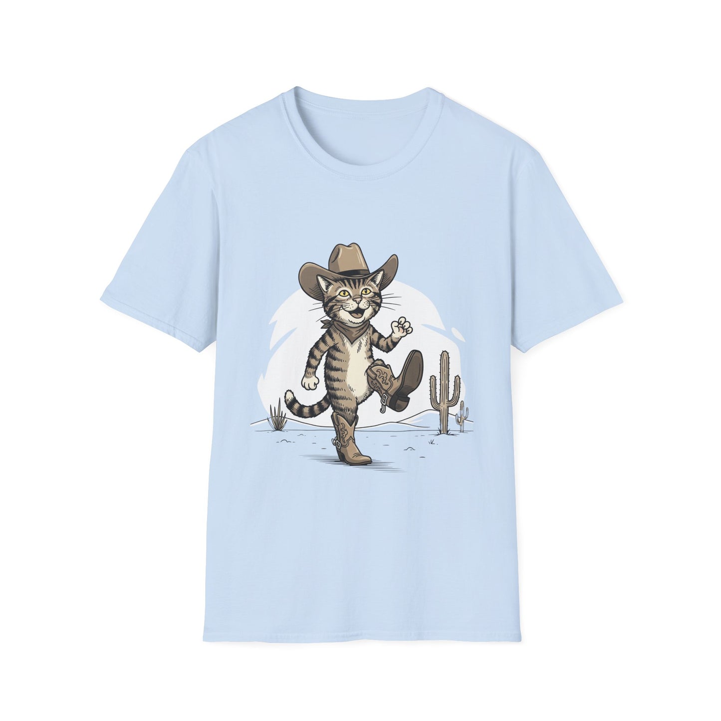 Cowboy Cat Unisex Softstyle T-Shirt | Graphic Tee for Cat Lovers