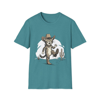Cowboy Cat Unisex Softstyle T-Shirt | Graphic Tee for Cat Lovers